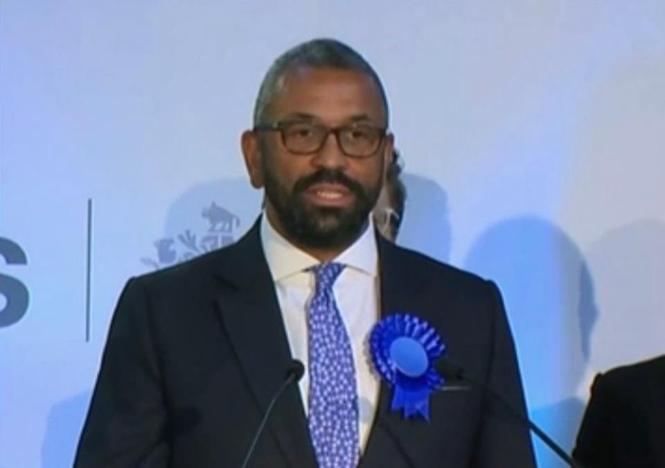 Former home secretary James Cleverly avoided losing his seat, unlike many of his cabinet colleagues (Sky)