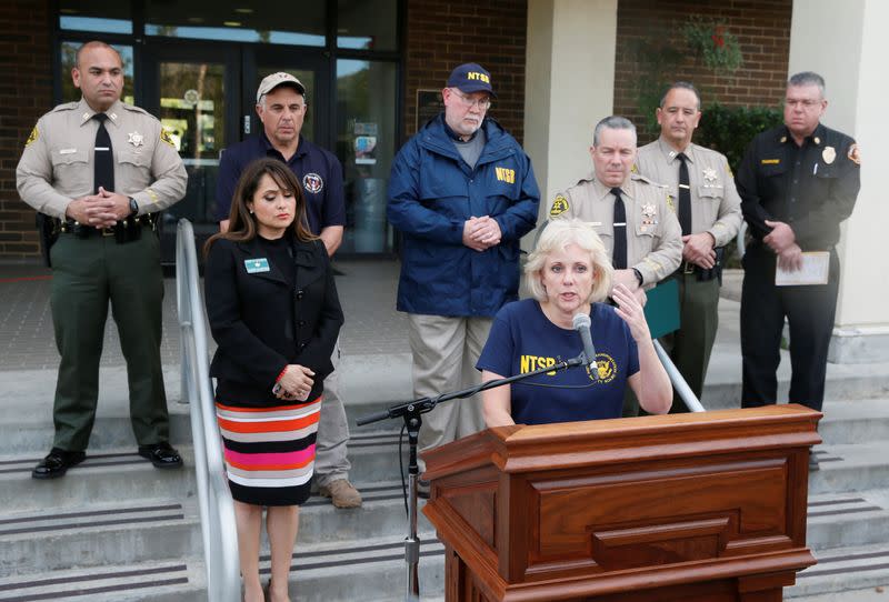 NTSB Board Member, Jennifer Homendy speaks about the helicopter crash of NBA star Kobe Bryant during a media availability at the Los Angeles County Sheriffs Department Malibu/Lost Hills Sheriff's Station in Calabasas