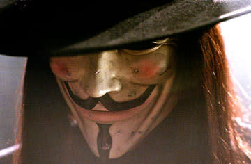 V for Vendetta, Hugo Weaving as V & Natalie Portman as Evey…
