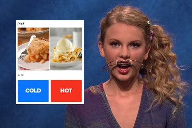 Pie hot or cold with Taylor Swift wearing braces