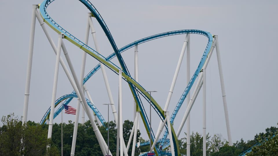 The Fury 325 roller coaster at Carowinds amusement park is seen on Monday, July 3, 2023, in Charlotte, North Carolina. - Erik Verduzco/AP
