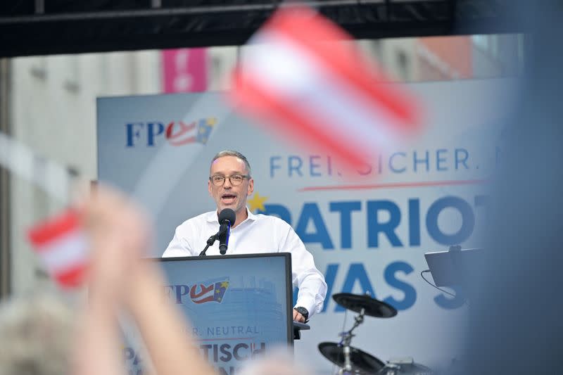 Freedom Party FPOe EU election campaign rally in Vienna