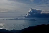 The errupting Taal Volcano is seen from Tagaytay City