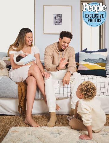 Courtesy Pottery Barn Kids Callie Rivers Curry with her husband Seth Curry and their children