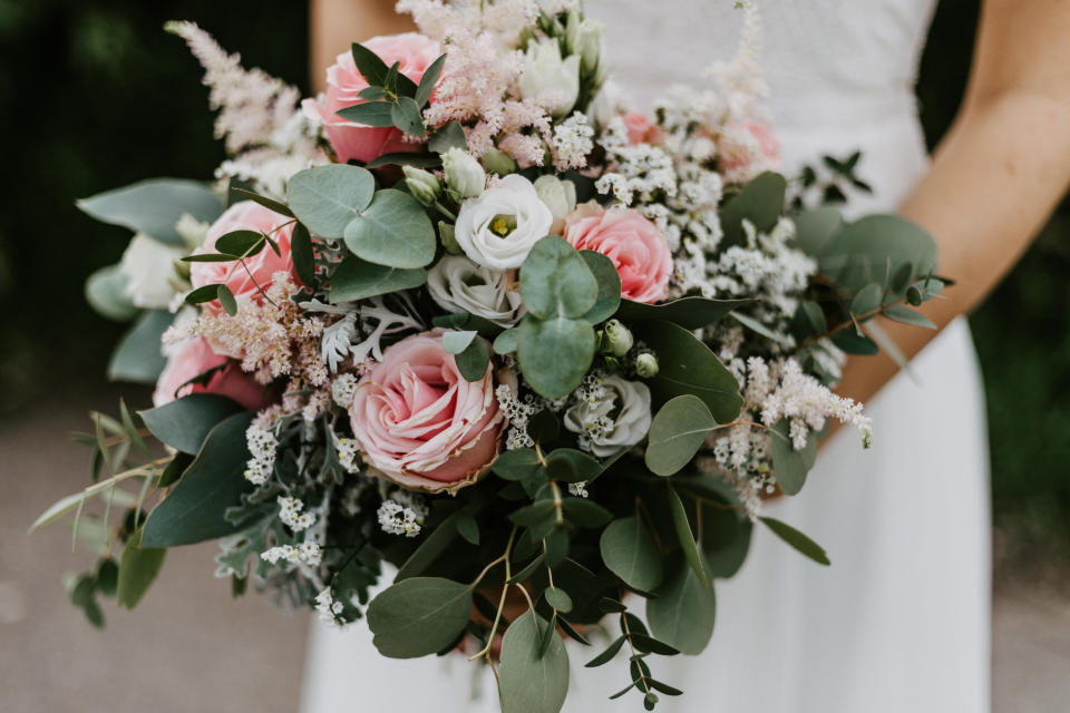 Bride holding her bouquet.