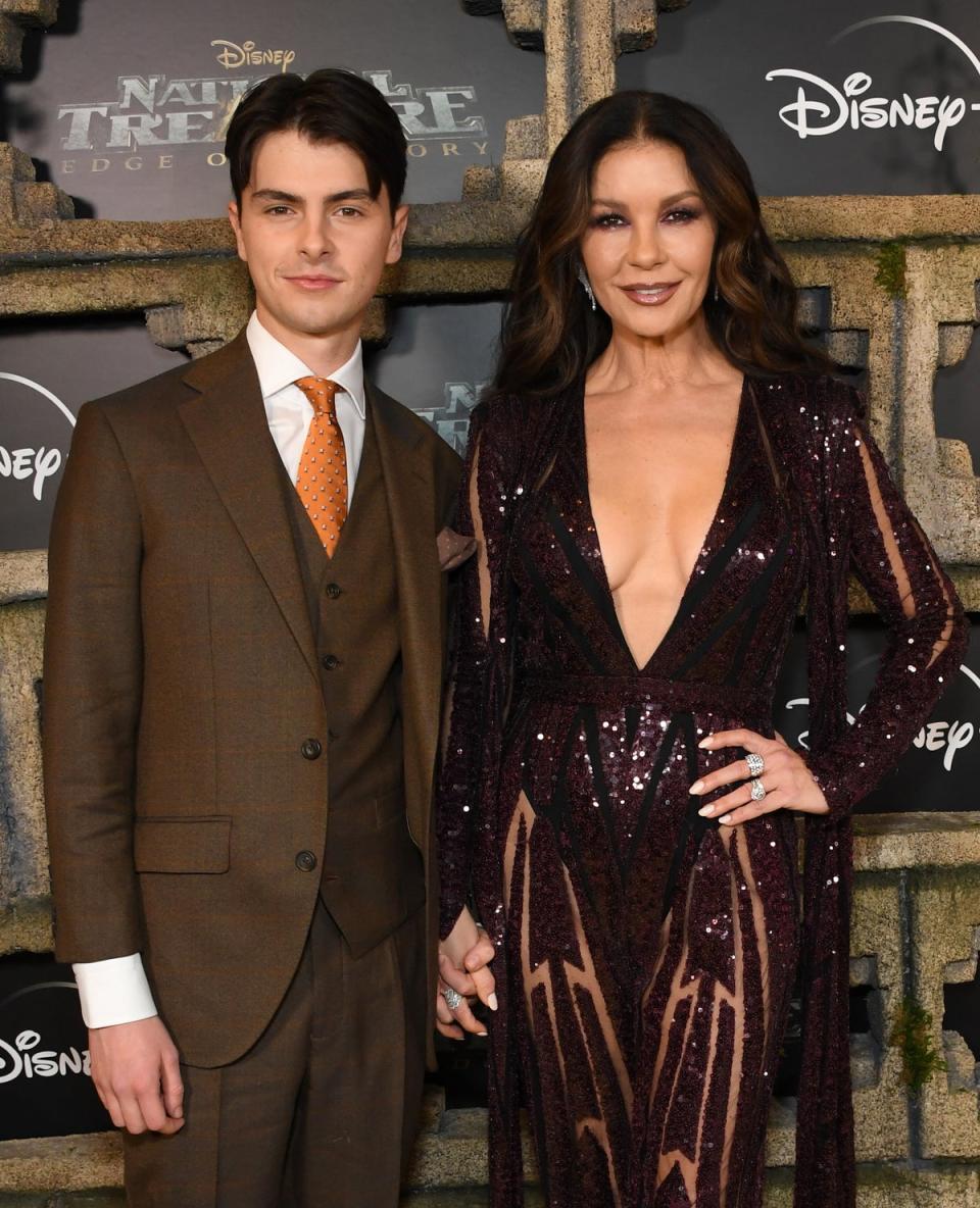 Zeta-Jones spoke on family life as she attended the National Treasure event with son Dylan Douglas (Jon Kopaloff / Getty Images)