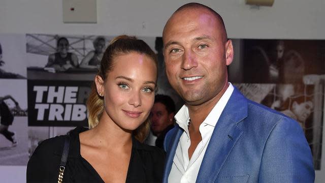 Hannah Jeter looks sporty chic as she drapes baby bump in sweatshirt while  out with daughter Bella