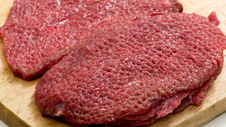 close up of pounded steak