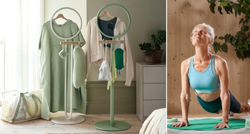 IKEA fitness gear; Woman doing yoga