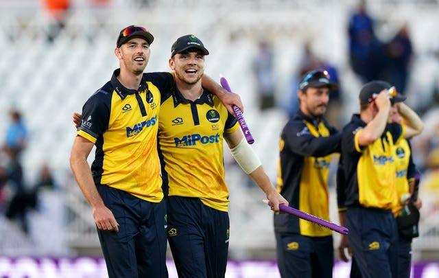 James Weighell, left, and Joe Cooke celebrate