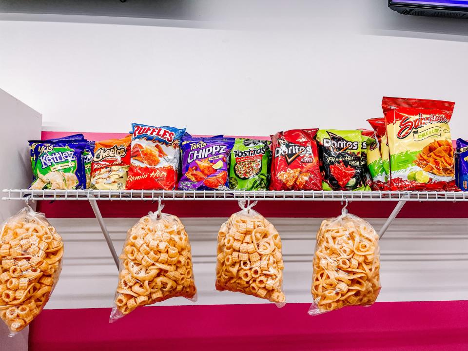 Authentic Mexican snacks hang with familiar brand names at La Michoacana Movil.