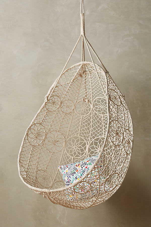 <p><a href="https://go.redirectingat.com?id=74968X1596630&url=https%3A%2F%2Fwww.anthropologie.com%2Fshop%2Fknotted-melati-hanging-chair&sref=https%3A%2F%2Fwww.elledecor.com%2Fshopping%2Ffurniture%2Fg44187747%2Fhanging-egg-chairs%2F" rel="nofollow noopener" target="_blank" data-ylk="slk:Shop Now;elm:context_link;itc:0;sec:content-canvas" class="link ">Shop Now</a></p><p>Knotted Melati Hanging Chair </p><p>anthropologie.com</p><p>$698.00</p><span class="copyright">Anthropologie</span>