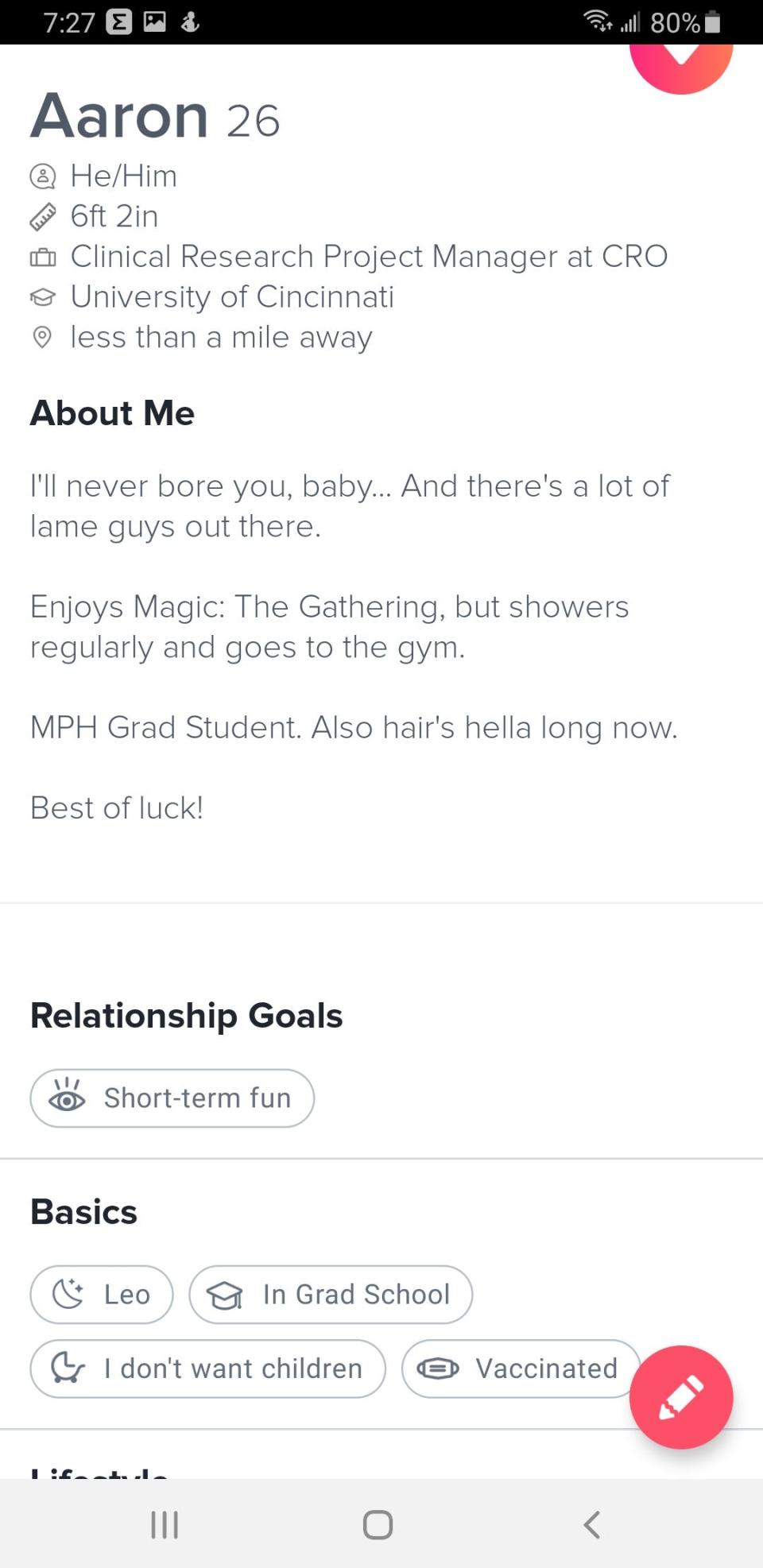 Aaron submitted his Tinder profile to Insider's Dating App Clinic.