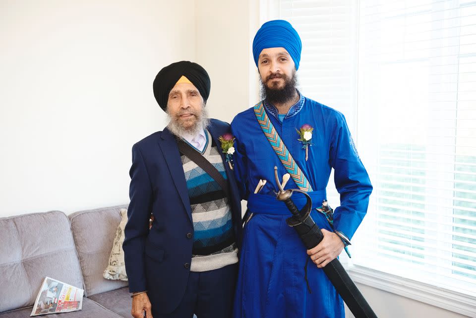 Amrik Singh and his grandson Paman 