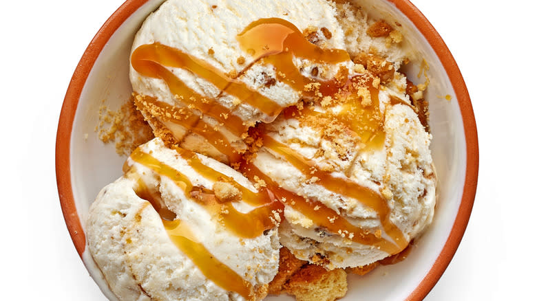 Close up of ice cream with bread crumbs