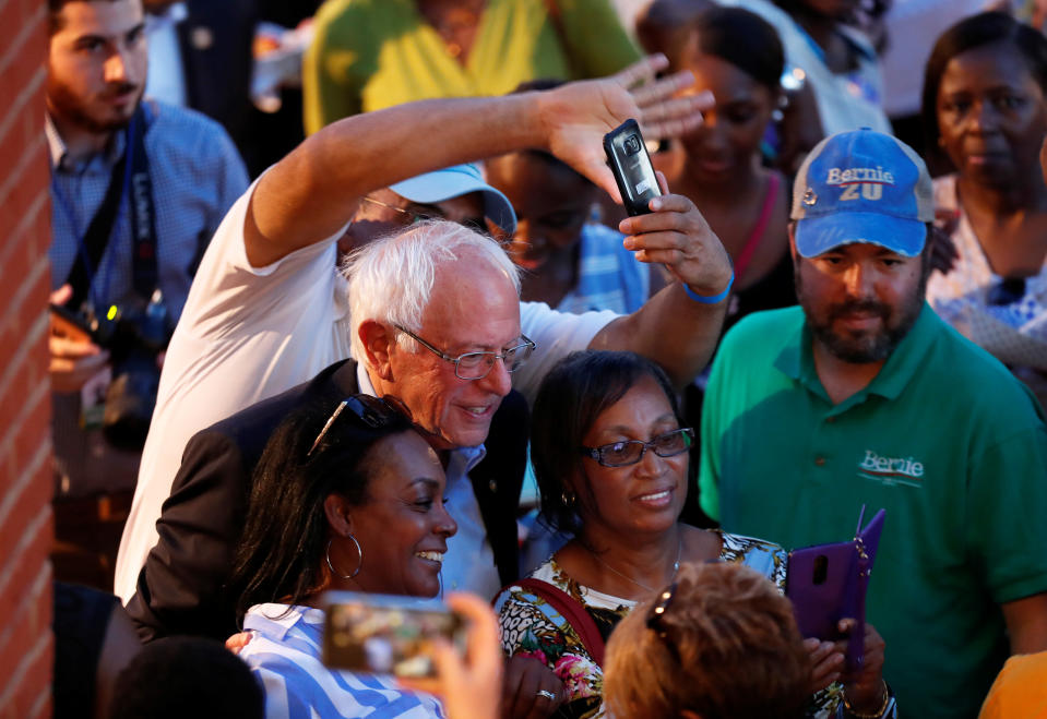 Democratic presidential candidate Bernie Sanders mingles with the crowd during "Jim Clyburn's World Famous Fish Fry" in Columbia, South Carolina, U.S., June 21, 2019.  REUTERS/Randall Hill