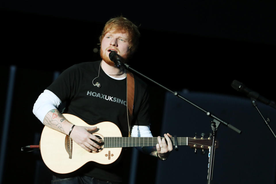 Ed Sheeran performs during the Global Citizen Festival: Mandela 100 in Johannesburg. (Photo: Getty Images)