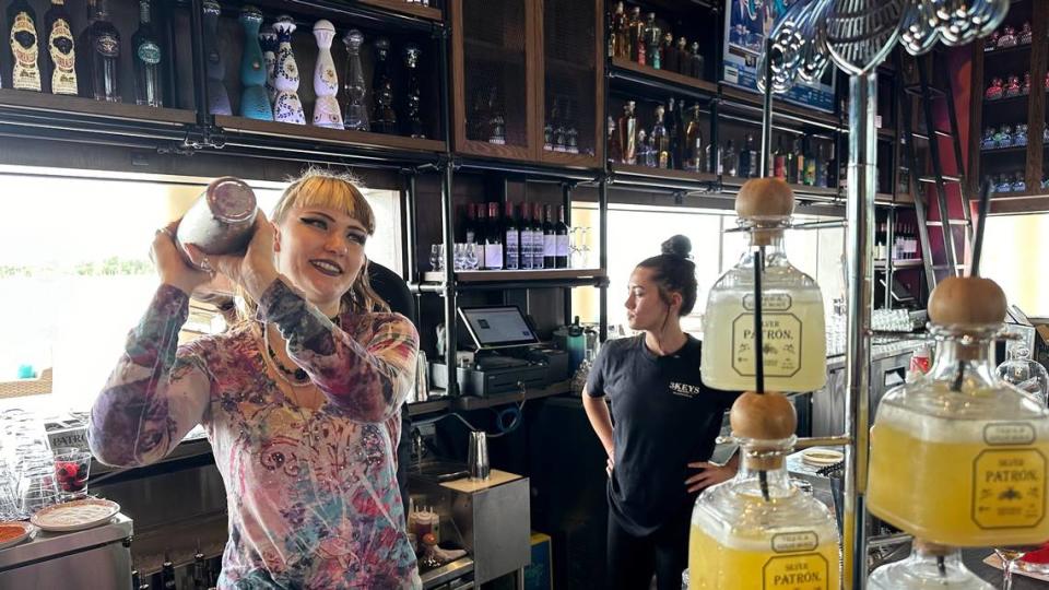 Arielle Cummings shakes up Agave Bandido’s version of a pina colado. The new restaurant at 1550 Lakefront Drive in Lakewood Ranch’s Waterside Place opens Monday, March 11.