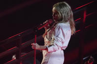 Kylie Minogue performs during an opening ceremony for the Formula One Las Vegas Grand Prix auto race, Wednesday, Nov. 15, 2023, in Las Vegas. (AP Photo/Darron Cummings)