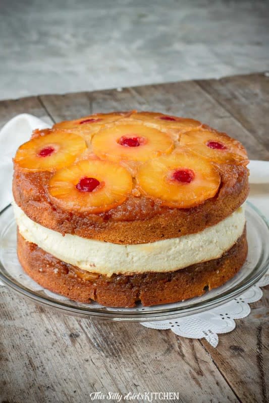 <p>This Silly Girl’s Kitchen</p><p>Pineapple Upside Down Cakes stuffed with cheesecake! This perfectly looking dessert is a dream come true!</p><p><strong>Get the recipe: <a href="https://thissillygirlskitchen.com/copycat-cheesecake-factory-pineapple-upside-down-cheesecake/" rel="nofollow noopener" target="_blank" data-ylk="slk:Pineapple Upside Down Cheesecake;elm:context_link;itc:0;sec:content-canvas" class="link ">Pineapple Upside Down Cheesecake</a></strong></p>