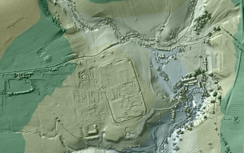 The Roman fort of Vindolanda in Northumberland as seen using the laser scanners  - Credit: Environment Agency 