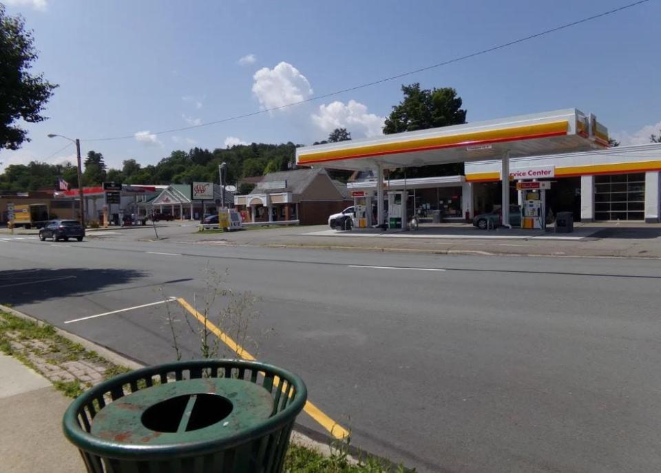 A July 2023 view of the 1200 block of Main Street in Honesdale, looking west.