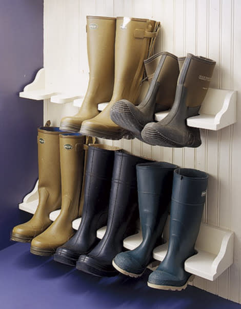 Customize shelves to keep boots off the floor 