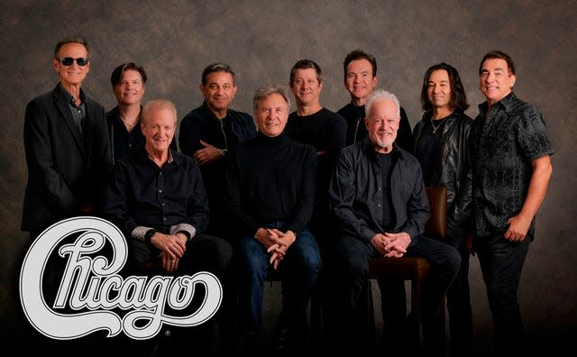 Chicago (from left): Neil Donell, Eric Baines, Lee Loughnane, Ramon Yslas, Robert Lamm, Tony Obrohta, Ray Hermann, James Pankow, Loren Gold, Walfredo Reyes, Jr. The band has a busy 2024 planned on the road.