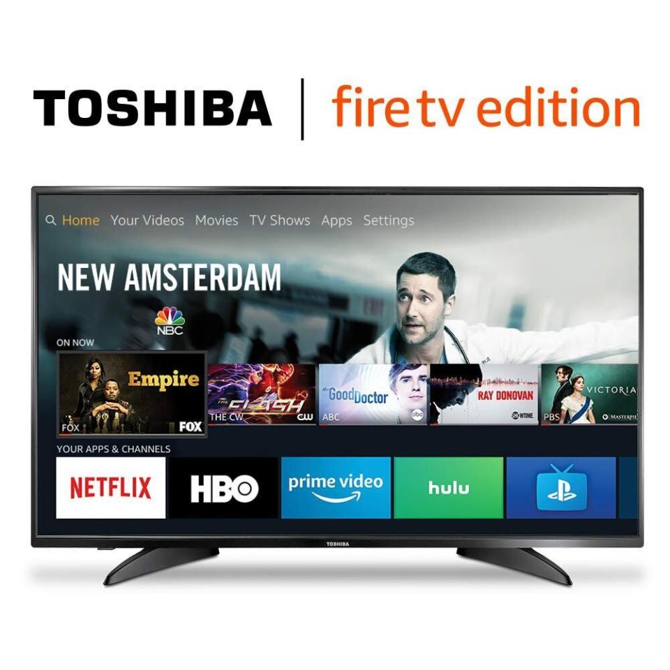 One of Amazon Prime Day 2019's best TV deals is this 43-inch Toshiba HD Fire TV Edition Smart TV that's on sale for only $180. <a href="https://www.amazon.com/Toshiba-43LF621U19-43-inch-Ultra-Smart/dp/B07FPSBZQB?tag=thehuffingtop-20" target="_blank" rel="noopener noreferrer">I<strong>t's an early Amazon Prime deal that you can shop now</strong></a>. (Photo: Amazon)