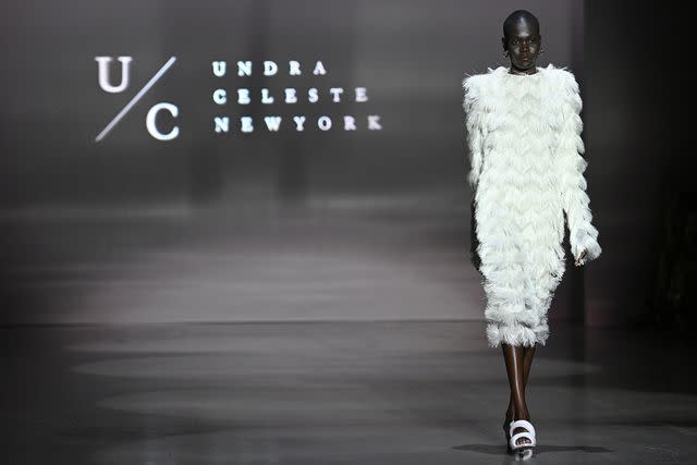 <p>Bryan Bedder/Getty</p> A model walks the runway for Undra Celeste New York during BIG MOTION: an HBCU Runway