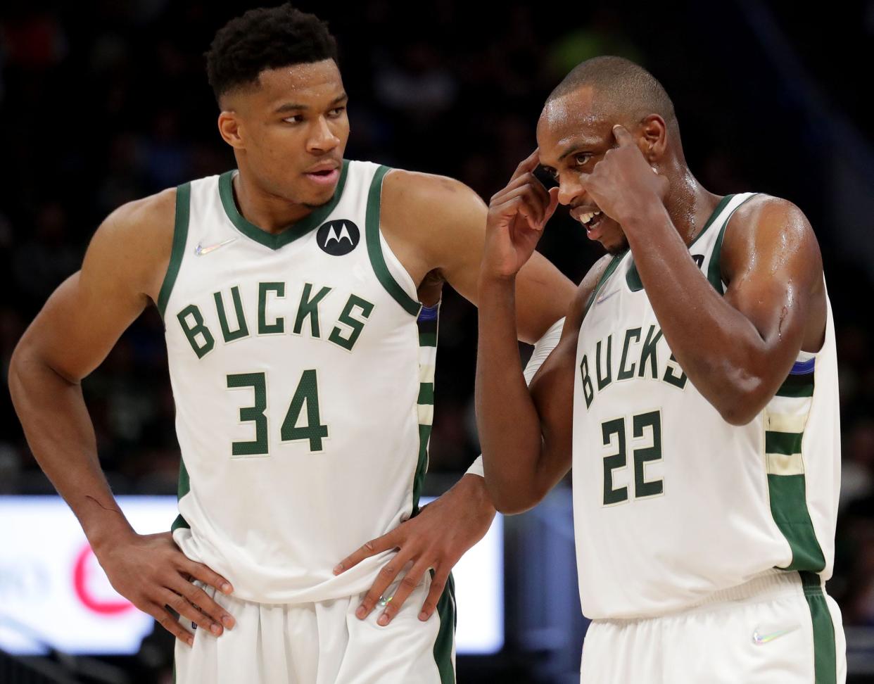 Milwaukee Bucks forwards Giannis Antetokounmpo and Khris Middleton were all-stars during the 2021-22 season.