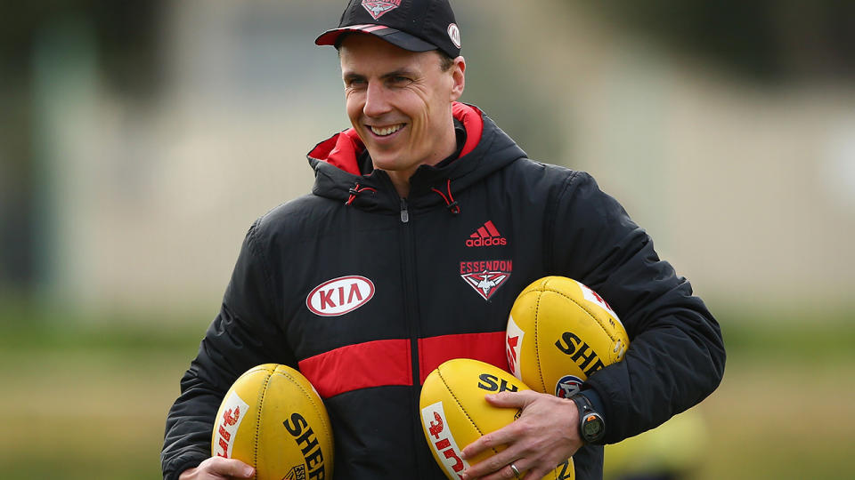 Matthew Llyod, pictured here during an Essendon Bombers training session in 2015.