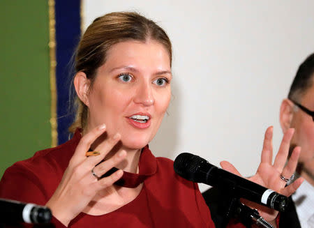 Beatrice Fihn, executive director of Nobel Peace Prize-winning International Campaign to Abolish Nuclear Weapons (ICAN), attends a news conference in Tokyo, Japan January 16, 2018. REUTERS/Kim Kyung-Hoon