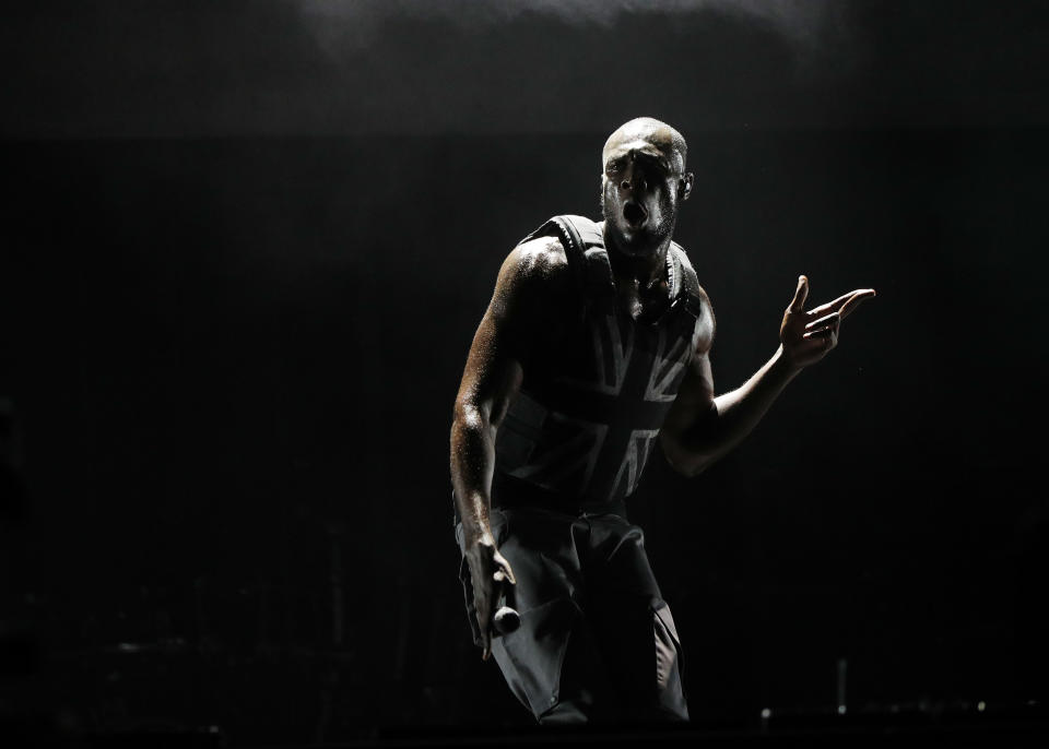 Stormzy performing on the Pyramid Stage during the Glastonbury Festival, at Worthy Farm in Pilton, Somerset. PRESS ASSOCIATION Photo. Picture date: Friday June 28, 2019. Photo credit should read: Yui Mok/PA Wire 