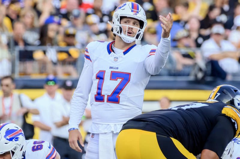 Buffalo Bills quarterback Josh Allen is my top fantasy football option for Week 9. File Photo by Archie Carpenter/UPI