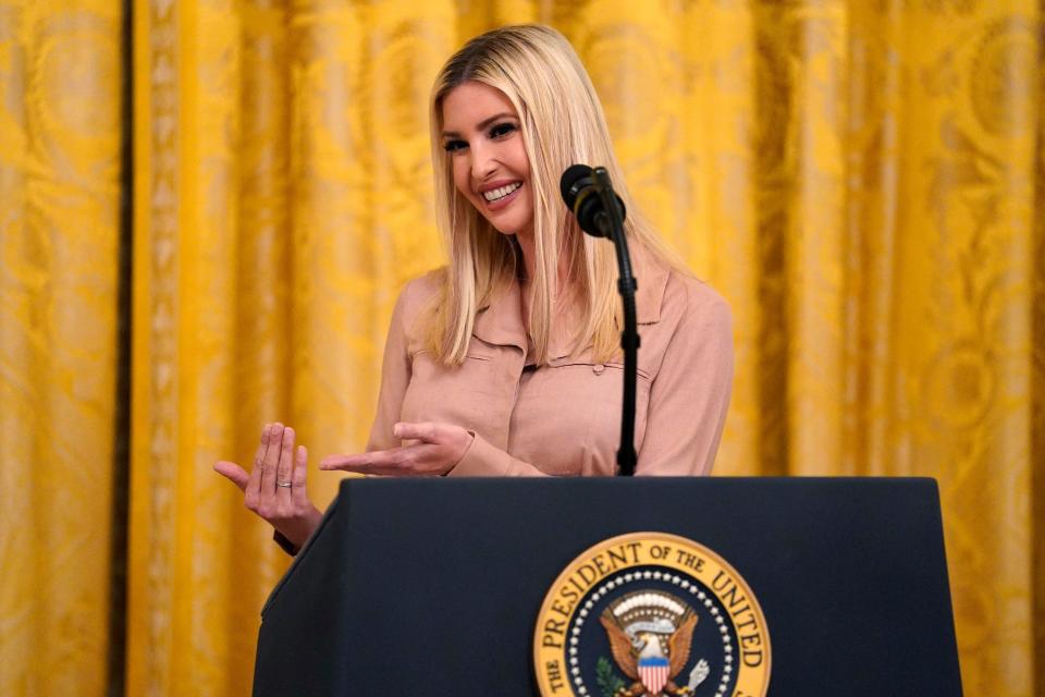 Ivanka Trump speaks during an event about the Paycheck Protection Program used to support small businesses during the coronavirus outbreak, in the East Room of the White House, April 28, 2020.