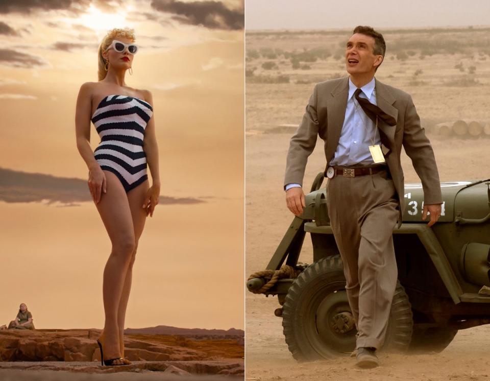 Margot Robbie in ‘Barbie’ (left) and Cillian Murphy in ‘Oppenheimer’ (AP)