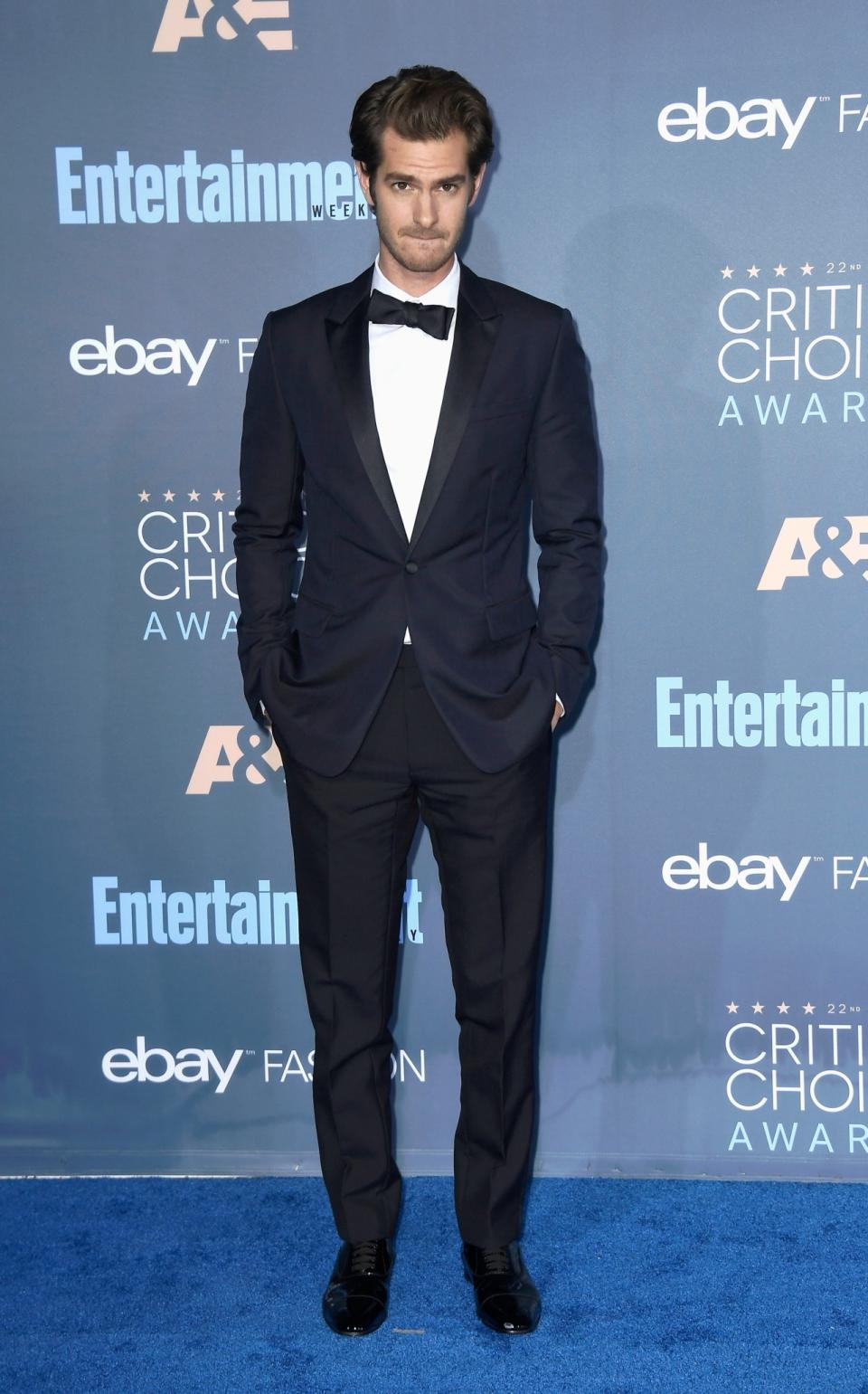 <p>Andrew dressed up for his Best Actor win in a Dior Homme tux and Christian Louboutin shoes. <i>[Photo: Getty]</i> </p>