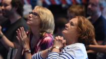 Hilary Clinton supporters watch the US Election at The United States Studies Centre election party. Photo: AAP