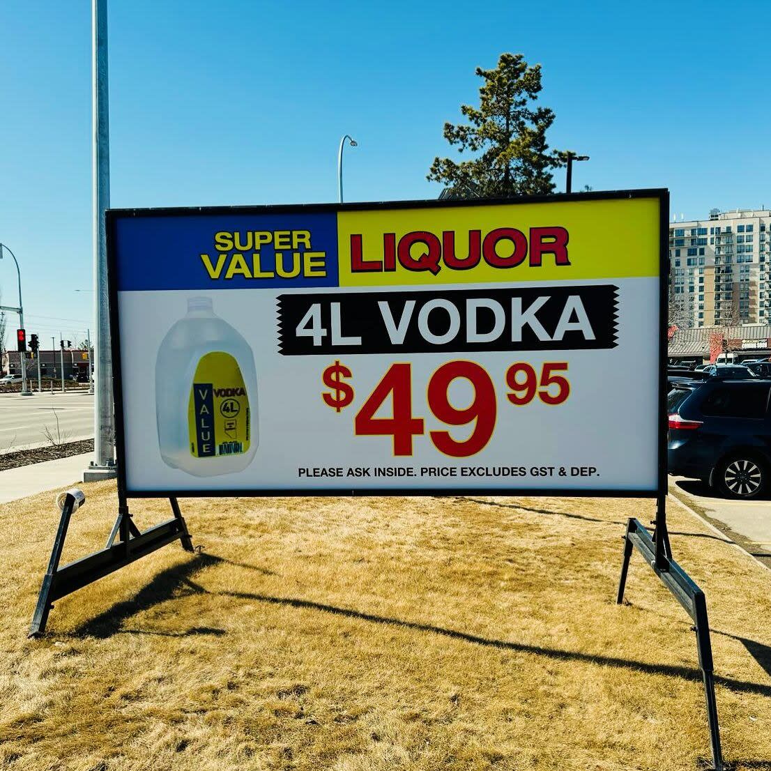 A four-litre plastic bottle of vodka on sale at a chain of Edmonton-area liquor stores attracted the attention of the minister responsible for gaming, liquor and cannabis. Minister Dale Nally says he's concerned about the pricing on such a large bottle of liquor and that a newly tabled piece of legislation could allow him to act more quickly. (Super Value Liquor/Facebook - image credit)