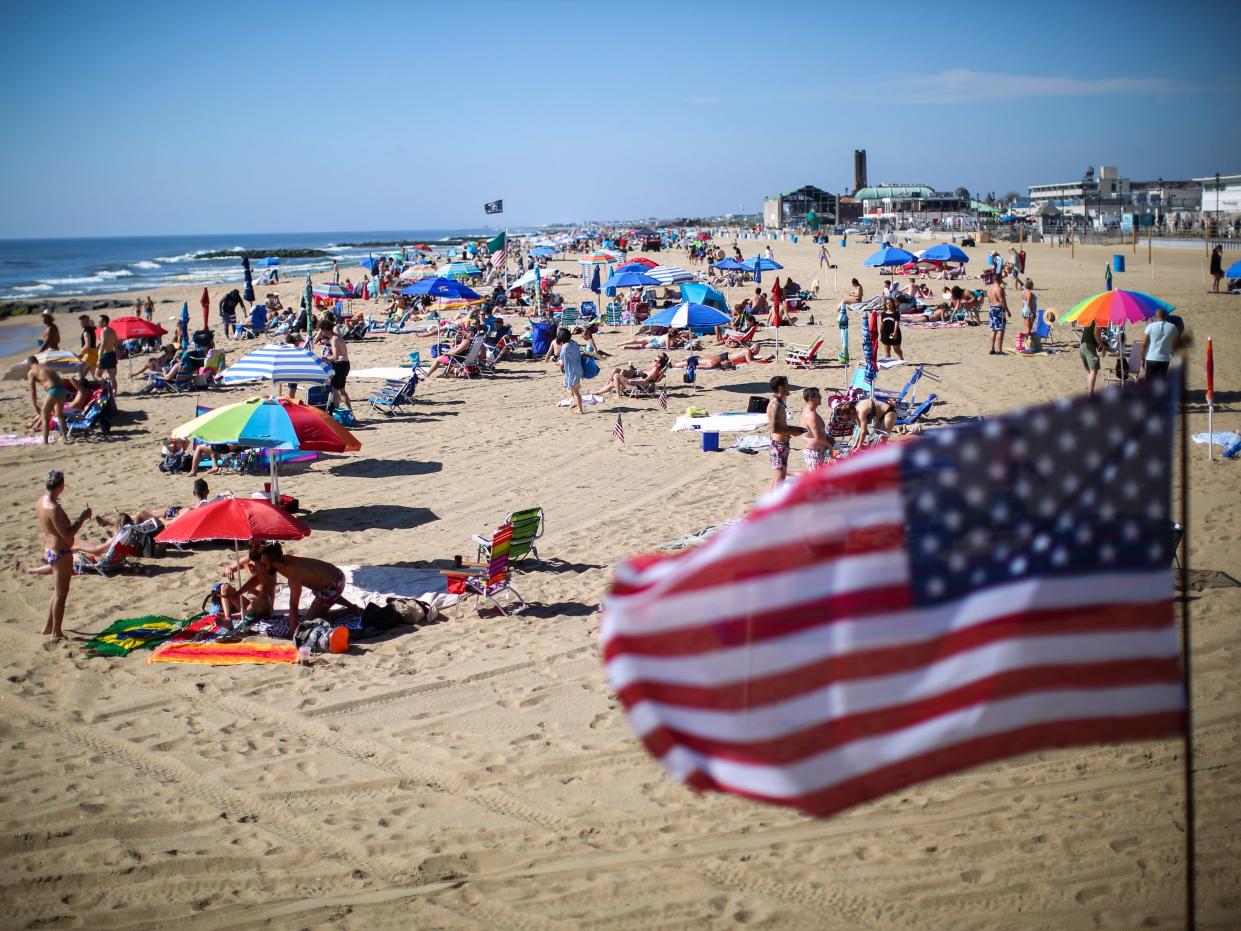 People visit the beach during Memorial Day weekend on May 26, 2019 in Asbury Park, New Jersey.