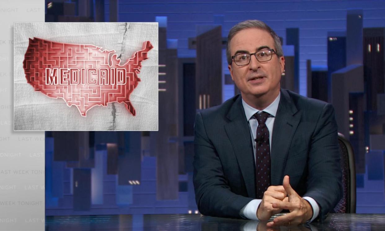 <span>John Oliver on Medicaid: ‘Too often it’s hard to get, easy to lose and not a priority for the government or the companies we hire to deliver care.’</span><span>Photograph: Max</span>
