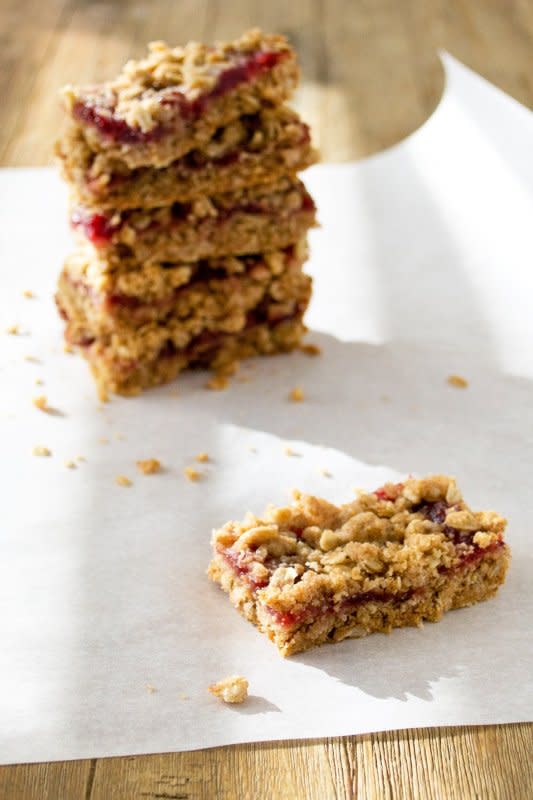 <p>Cook the Story</p><p>This twist on the classic matrimonial squares (also called Date Squares) uses cranberry sauce as a filling instead of a date purée. They’re super easy to make and are a fabulous use for leftover cranberry sauce. </p><p><strong>Get the recipe: <a href="https://cookthestory.com/cranberry-oatmeal-bars-easy-dessert-recipe/" rel="nofollow noopener" target="_blank" data-ylk="slk:Cranberry Oatmeal Bars;elm:context_link;itc:0;sec:content-canvas" class="link rapid-noclick-resp">Cranberry Oatmeal Bars</a></strong></p>