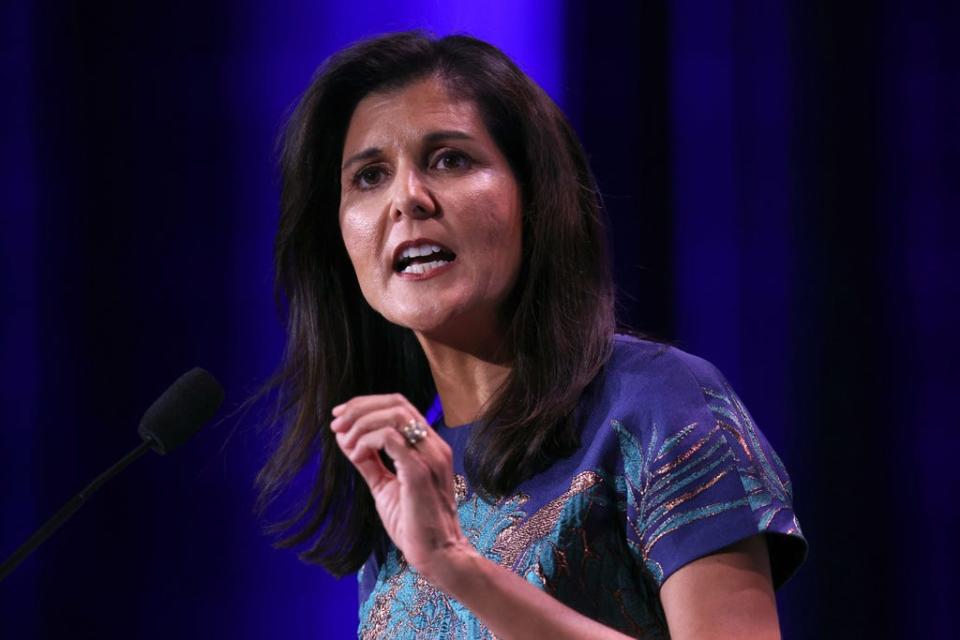 Former U.N. Ambassador Nikki Haley speaks to guests at the Republican Jewish Coalition Annual Leadership Meeting on November 19, 2022 in Las Vegas, Nevada. The meeting comes on the heels of former President Donald Trump becoming the first candidate to declare his intention to seek the GOP nomination in the 2024 presidential race.