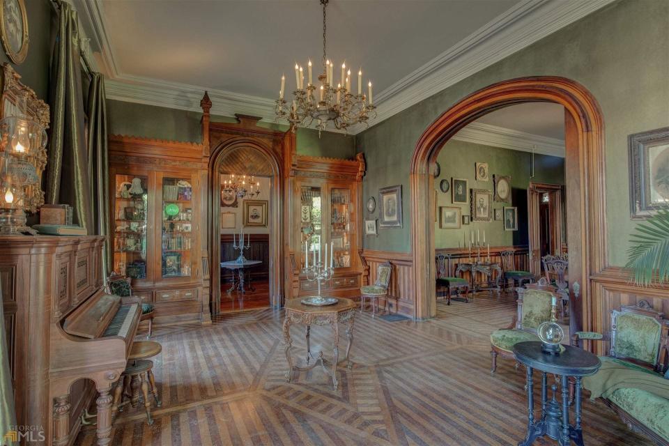 The infamous parlor in the Creel House from Season 4 of "Stranger Things." The home at 906 E 2nd Ave., in Rome, Georgia, was listed for sale at $1.5 million Oct. 30, 2022.