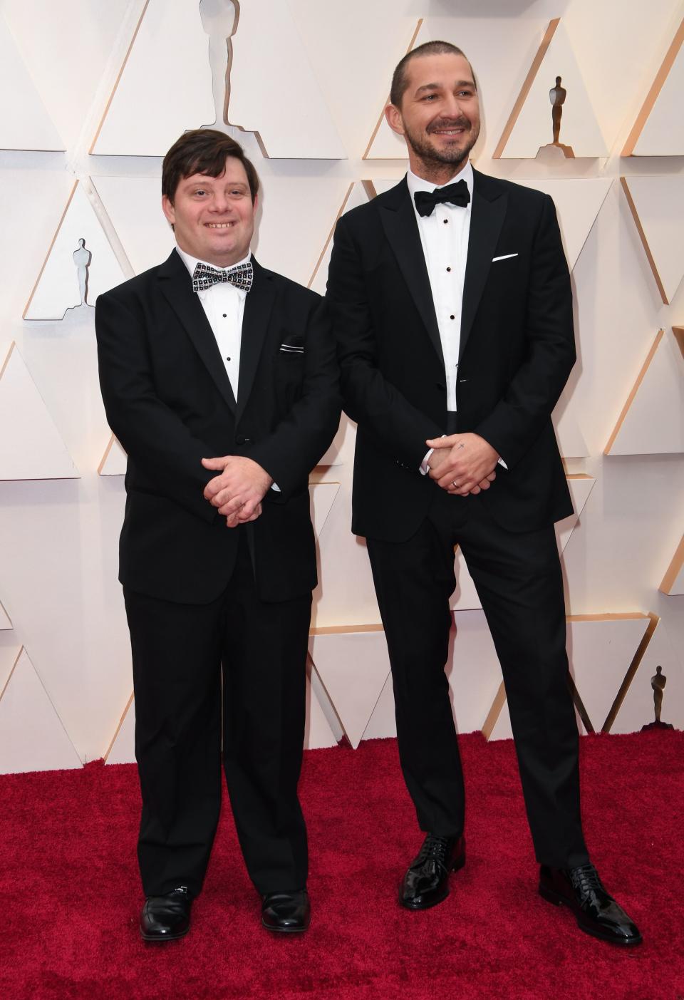 Zack Gottsagen and Shia LaBeouf (in Tod's shoes and Montblanc cufflinks)