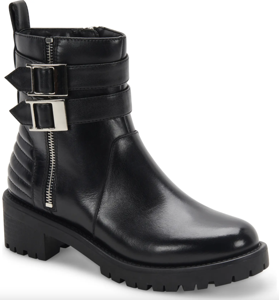 Blondo Mable Waterproof Double Buckle Boot in black leather (Photo via Nordstrom)