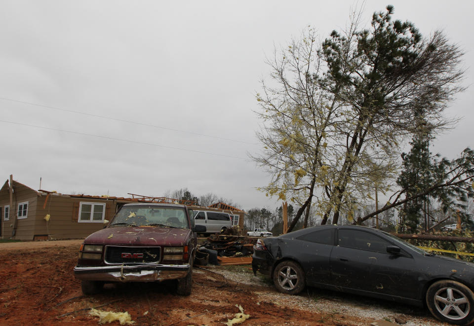 Damage is seen at a home from a tornado which killed at least 23 people in Beauregard, Alabama on March 4, 2019.  (Photo: Tami Chappell/AFP/Getty Images)