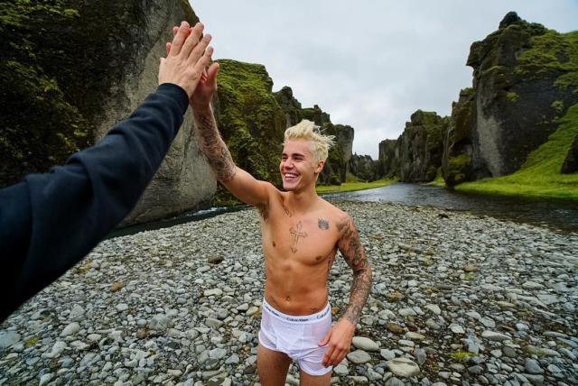 Justin Bieber Rocks Nothing But Wet, White Undies After Taking a