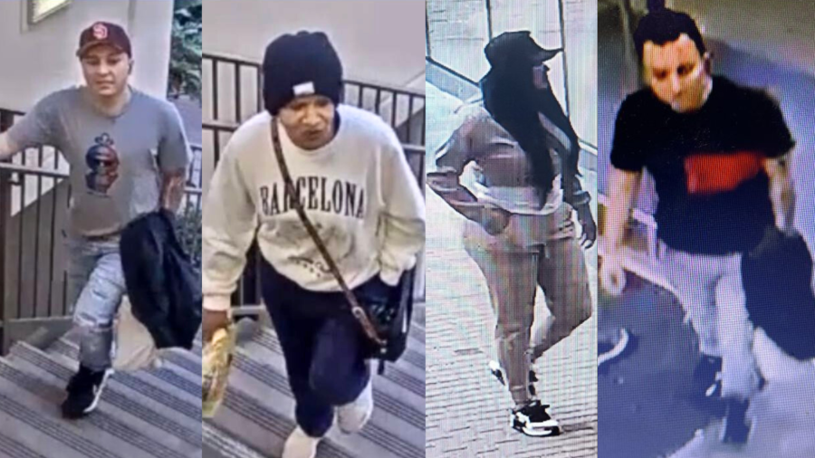 Four suspects wanted for a theft targeting an athletic clothing store at the Irvine Spectrum mall. (Irvine Police Department)